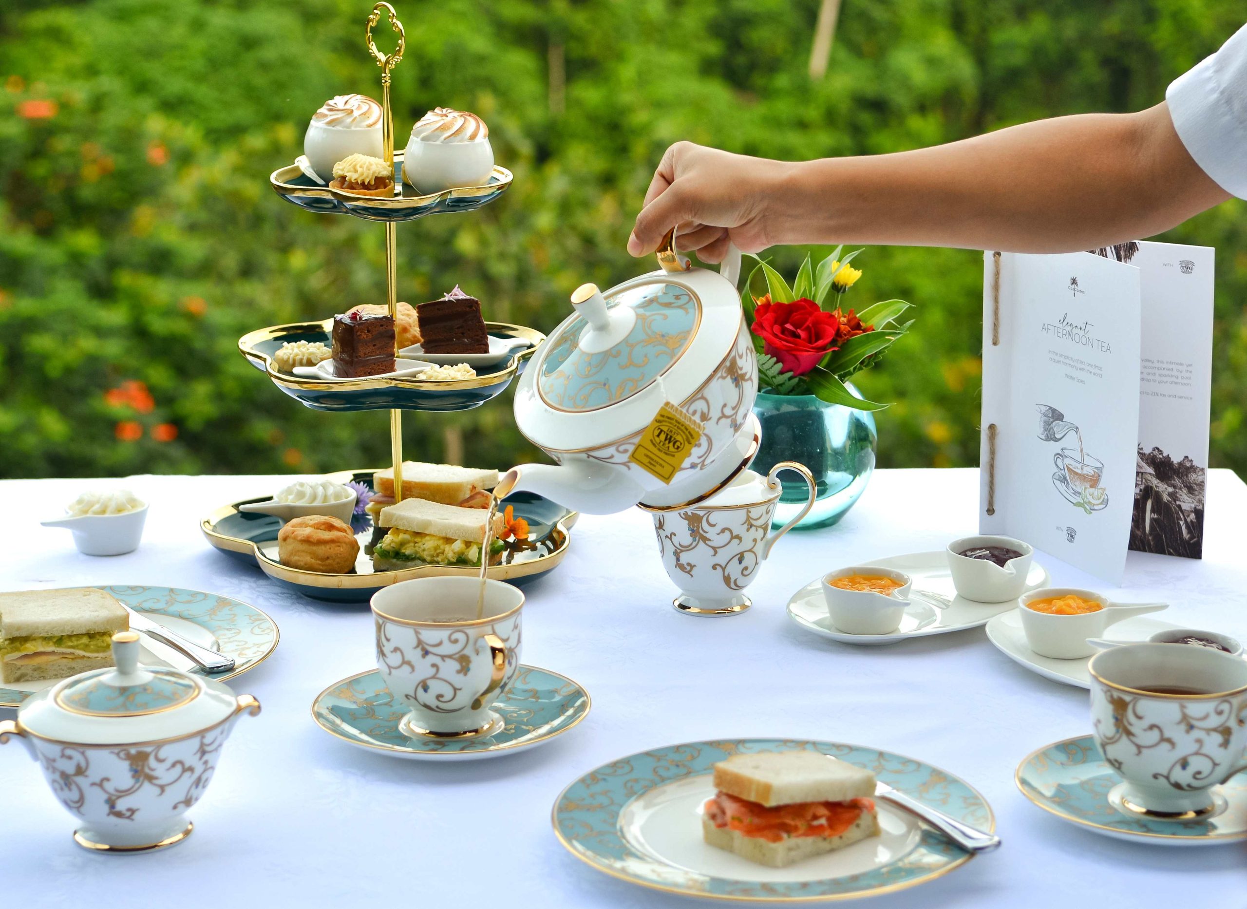 Scenic view of Afternoon Tea at CasCades Restaurant.