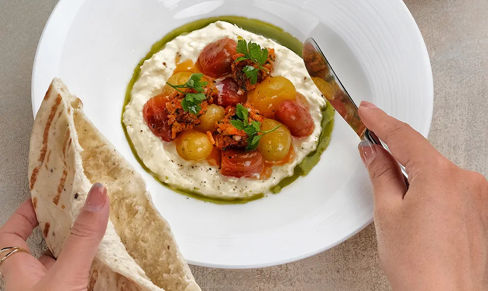 Cascades Restaurant Stracciatella and Tomato